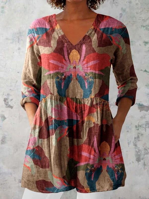 Harmony | Printed V-Neck Longline Top