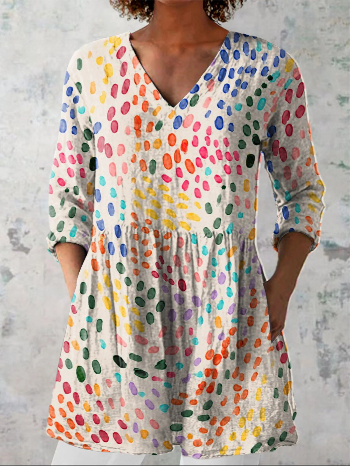 Bernadette | Printed V-Neck Longline Top