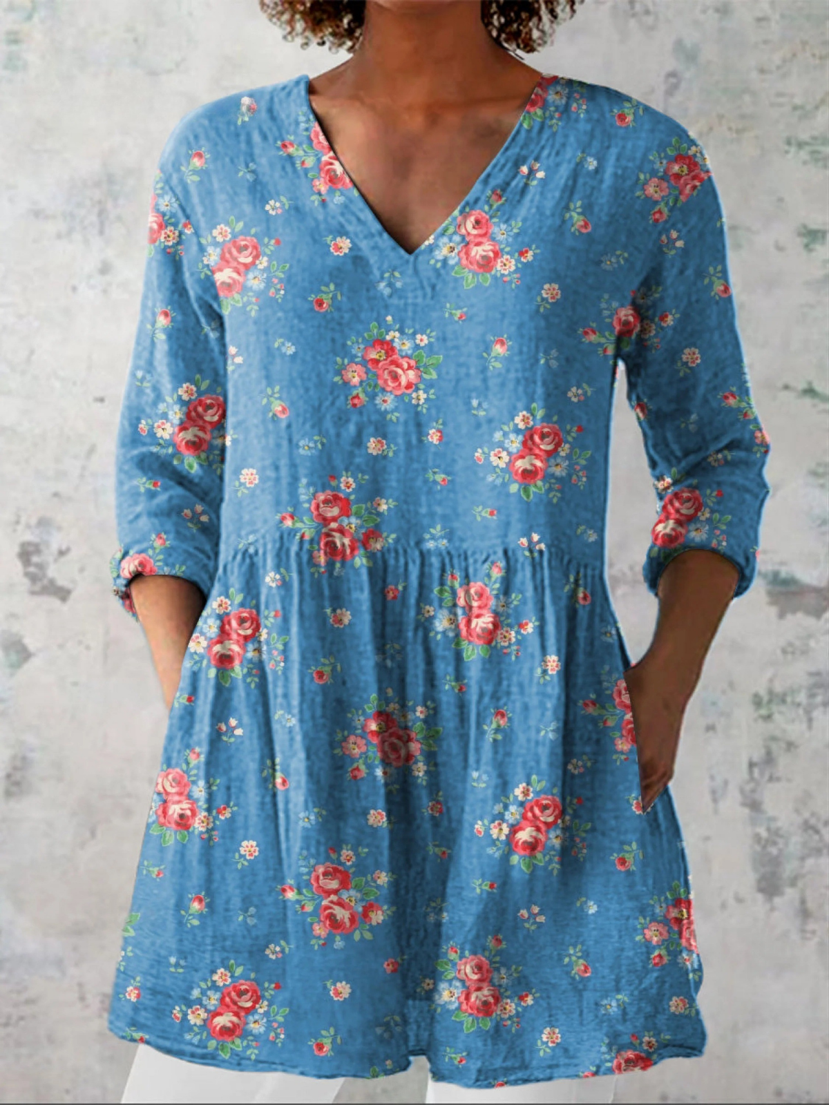 Mabel | Printed V-Neck Longline Top