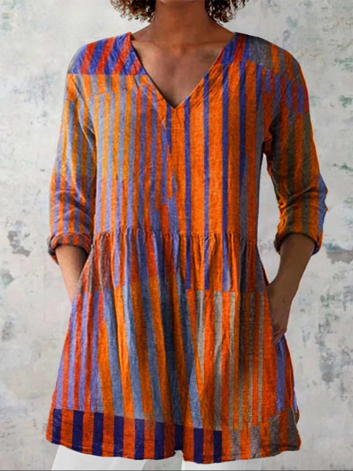 Nadia | Printed V-Neck Longline Top