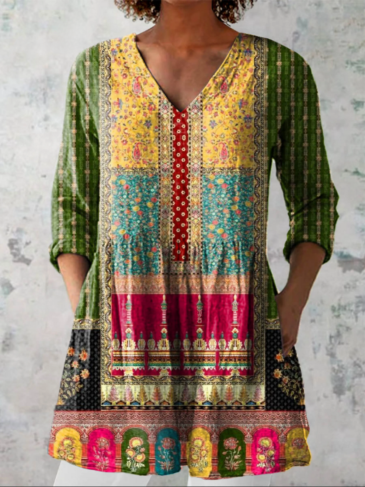 Jacinda | Printed V-Neck Longline Top