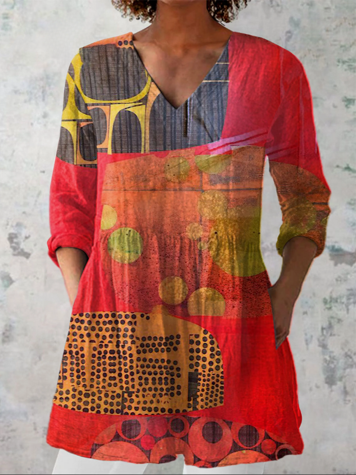 Indira | Printed V-Neck Longline Top