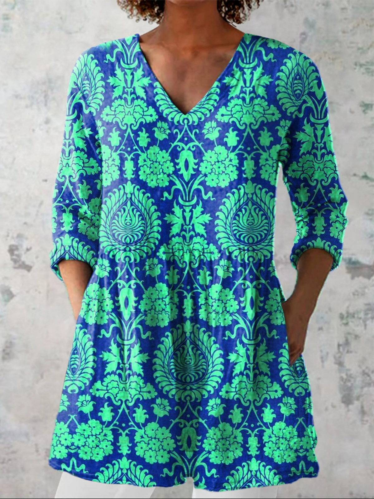 Beatrix | Printed V-Neck Longline Top
