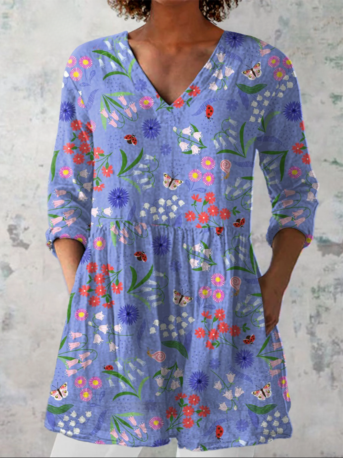 Aileen | Printed V-Neck Longline Top
