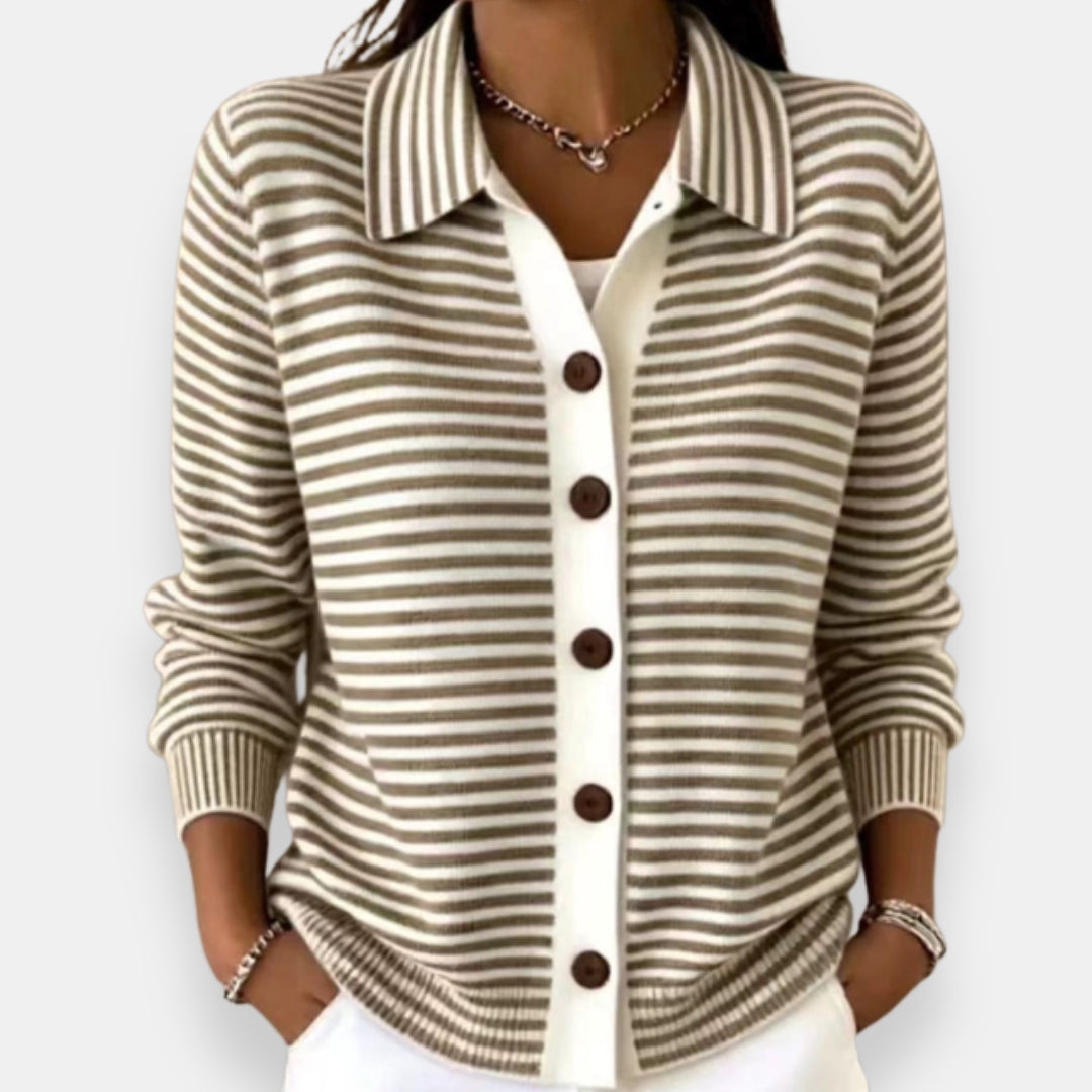 Nola Striped Collared Cardigan
