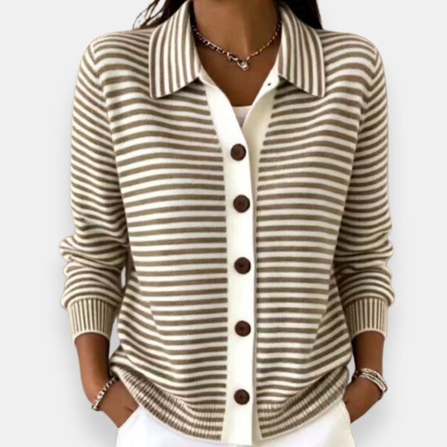 Nola Striped Collared Cardigan