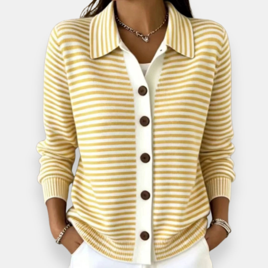 Nola Striped Collared Cardigan
