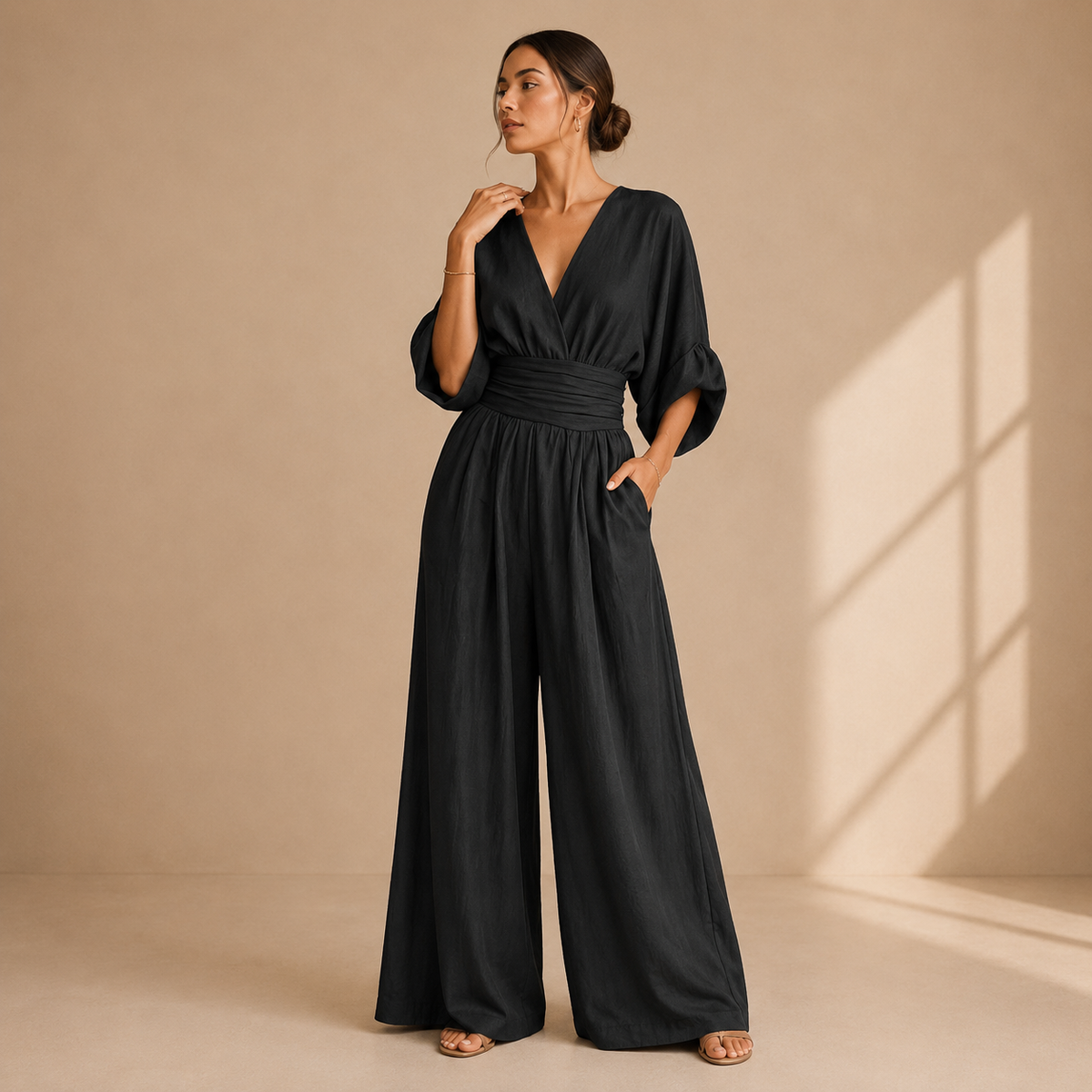 Isabelle | Elegant Wide Leg Jumpsuit