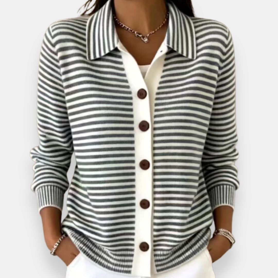 Nola Striped Collared Cardigan