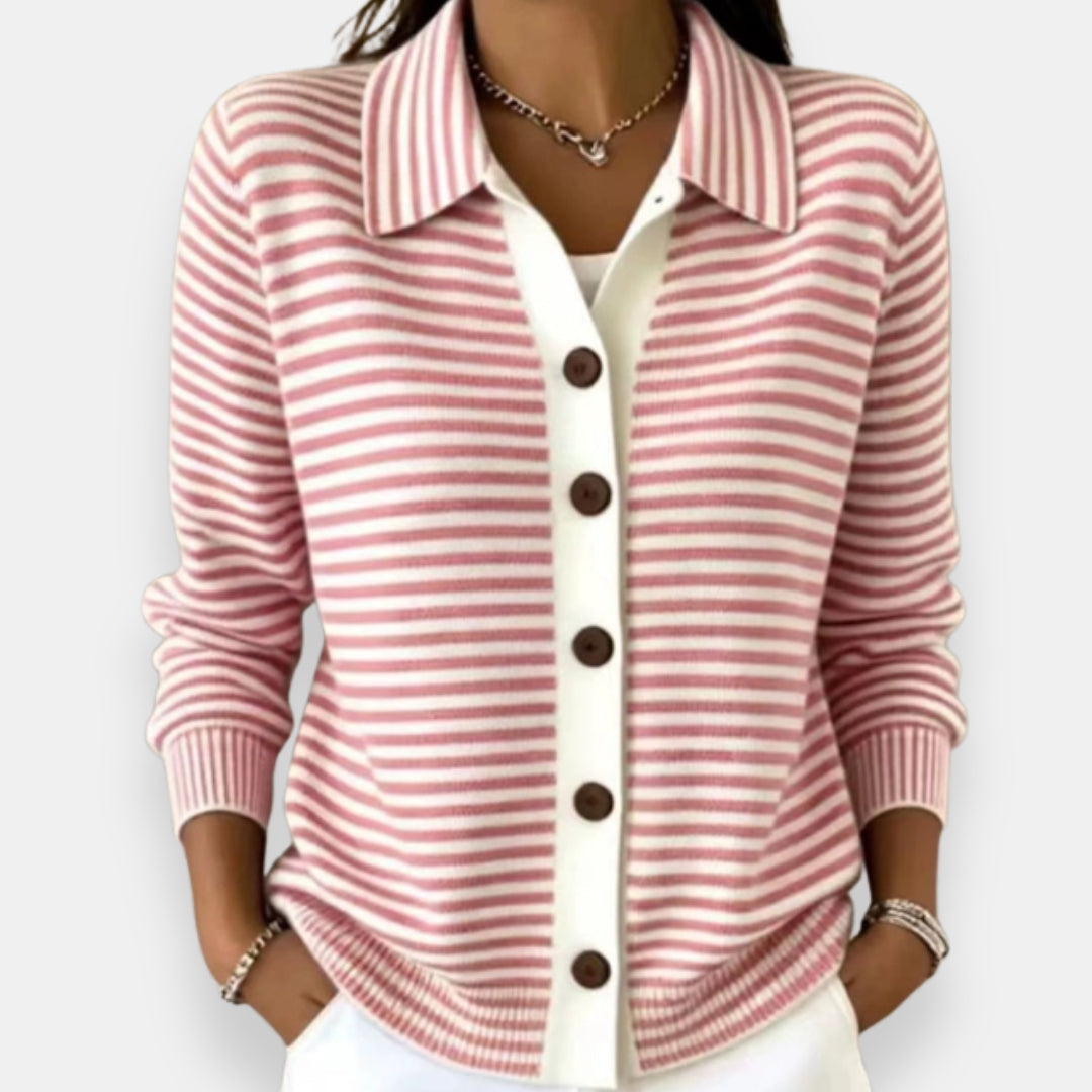 Nola Striped Collared Cardigan