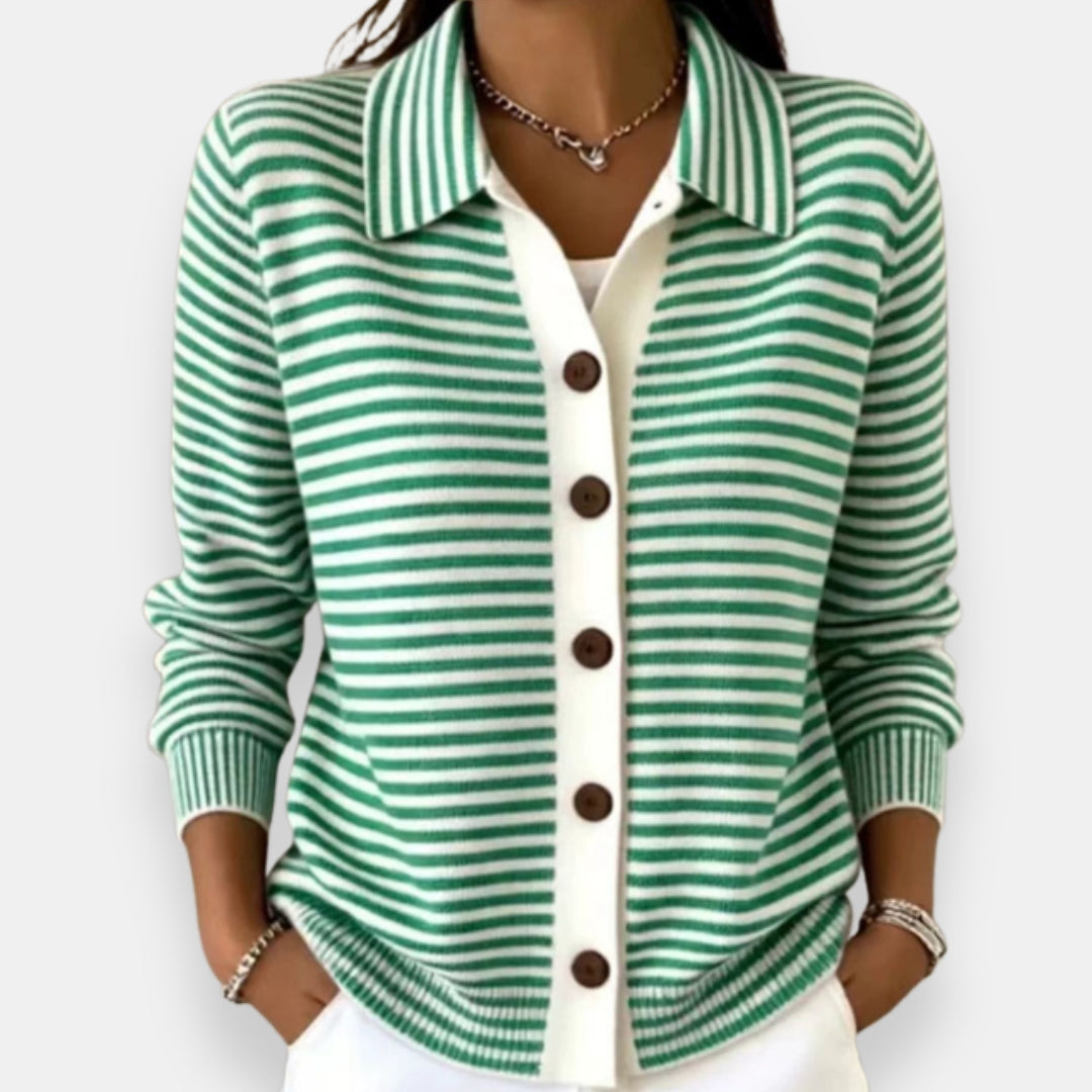 Nola Striped Collared Cardigan