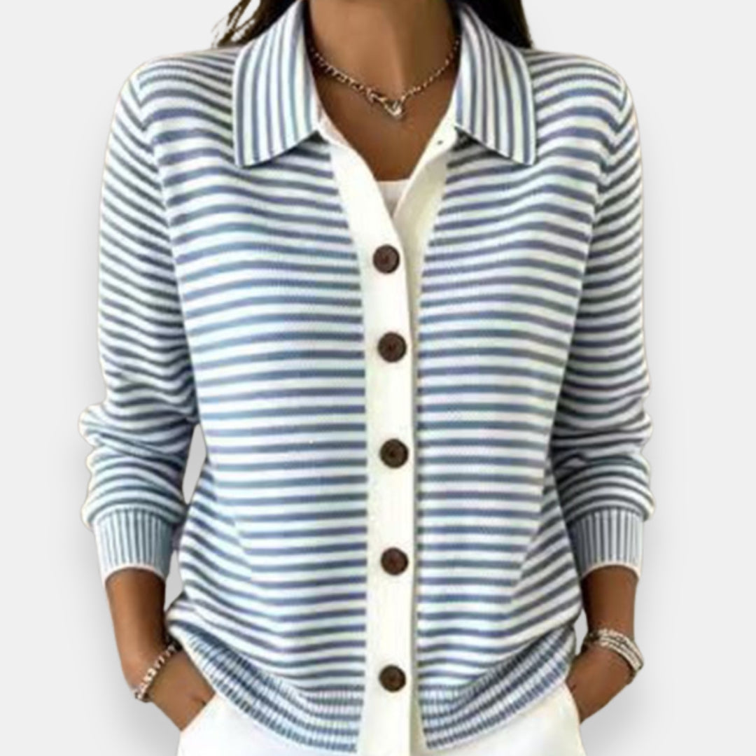 Nola Striped Collared Cardigan