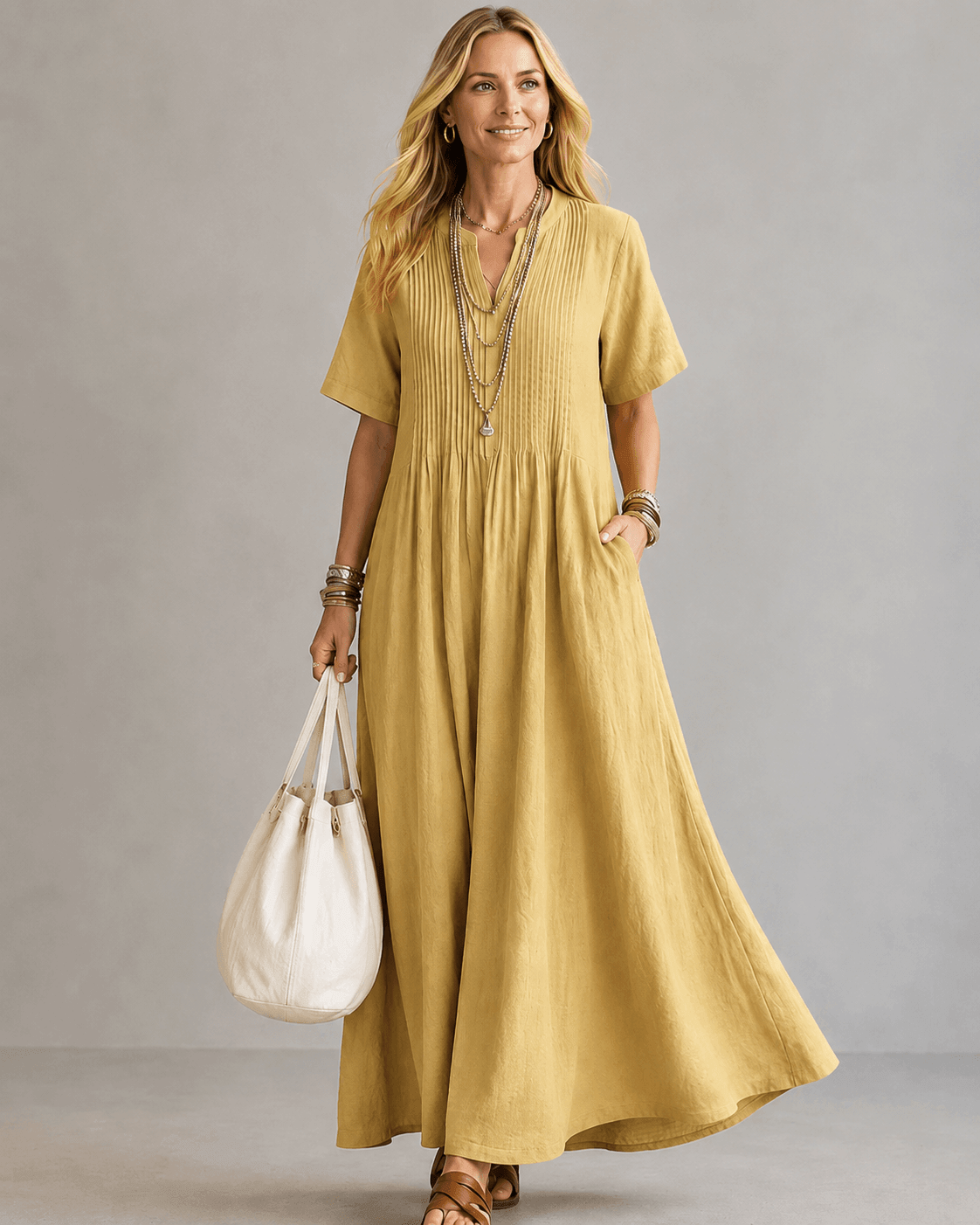 Nathalia Pleated Maxi Dress