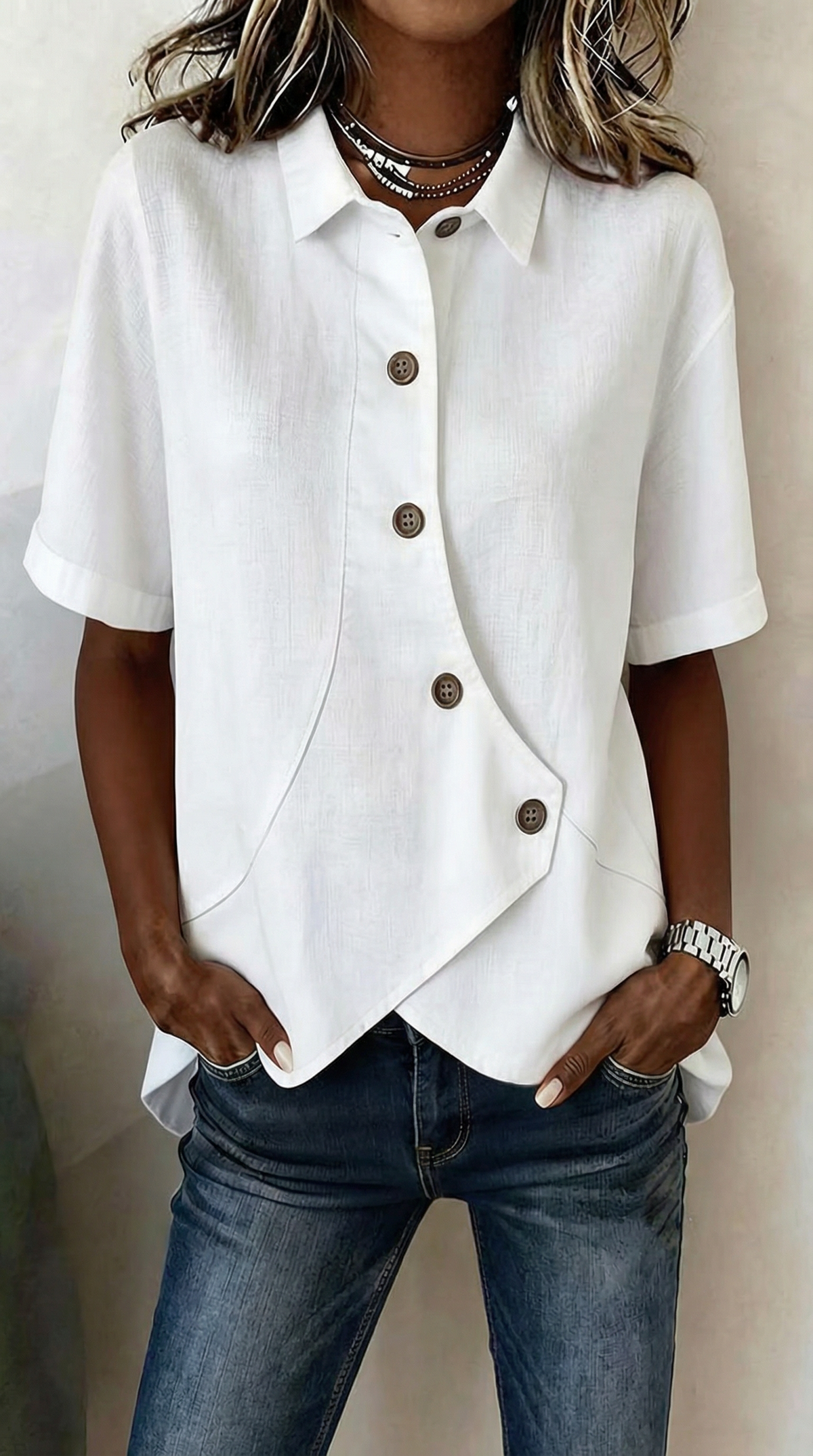Elara Relaxed Linen-Blend Shirt