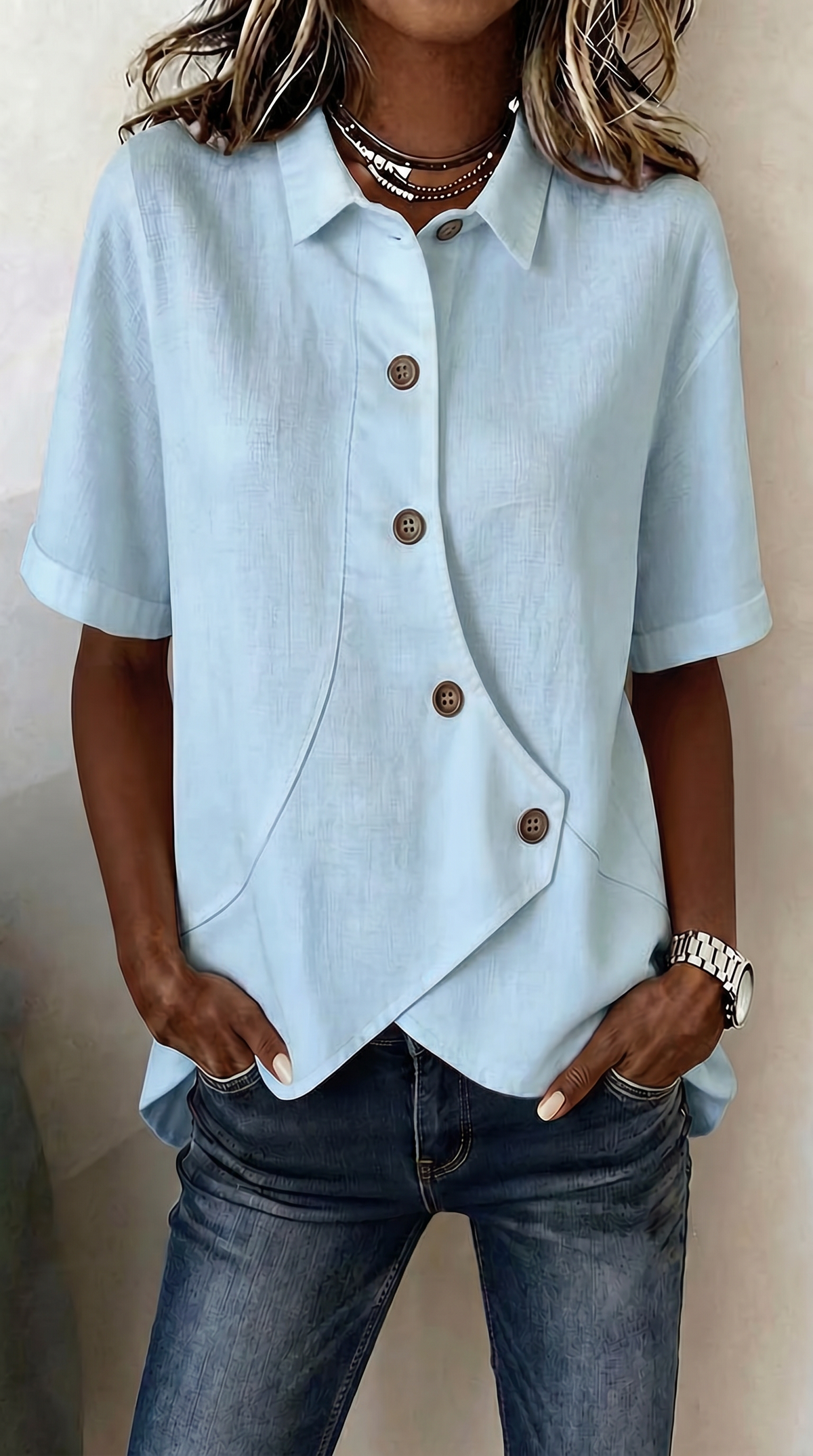 Elara Relaxed Linen-Blend Shirt
