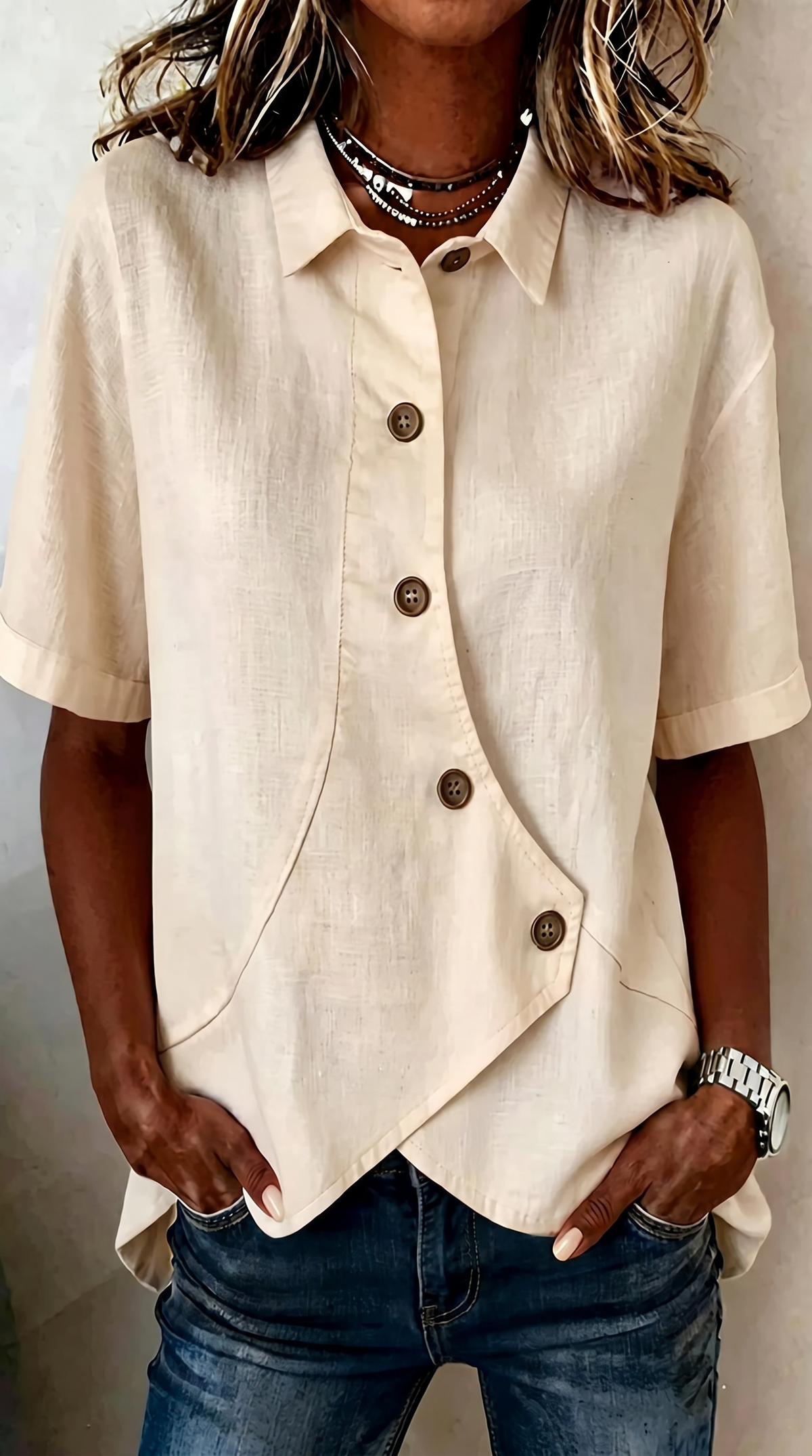 Elara Relaxed Linen-Blend Shirt